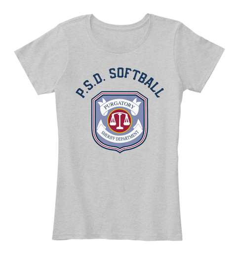 P. S. D. Softball Purgatory Sheriff Department Light Heather Grey Camiseta Front