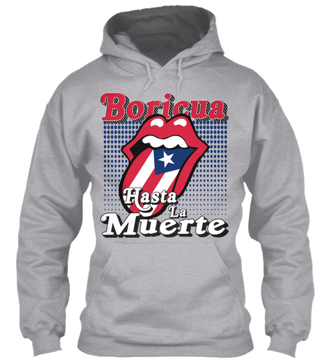 Boricua Hasta La Muerte Sport Grey áo T-Shirt Front