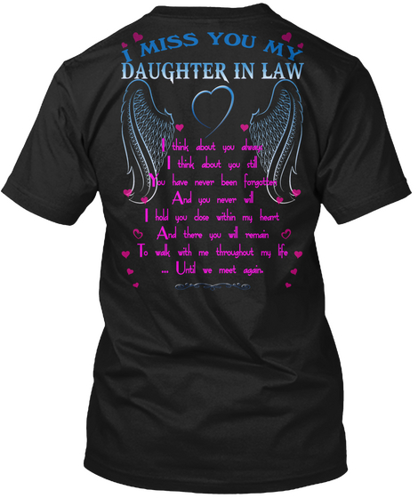 I Miss You   Daughter In Law Black T-Shirt Back