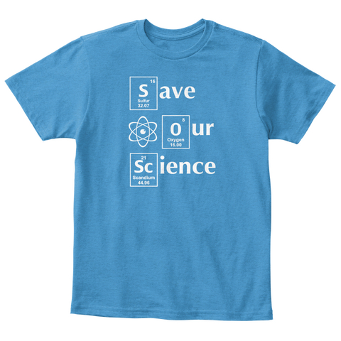 Save Our Science Elemental Kid's Shirt Heathered Bright Turquoise  Camiseta Front