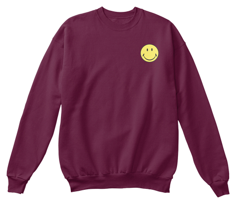 // Smiley Face Crewneck Sweatshirt // Maroon  Camiseta Front