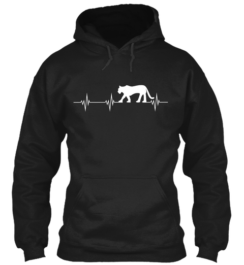 Lion Mom Heartbeat Black T-Shirt Front