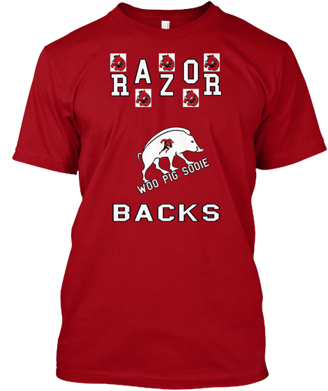 Razor Woo Pig Sooie Backs Deep Red T-Shirt Front