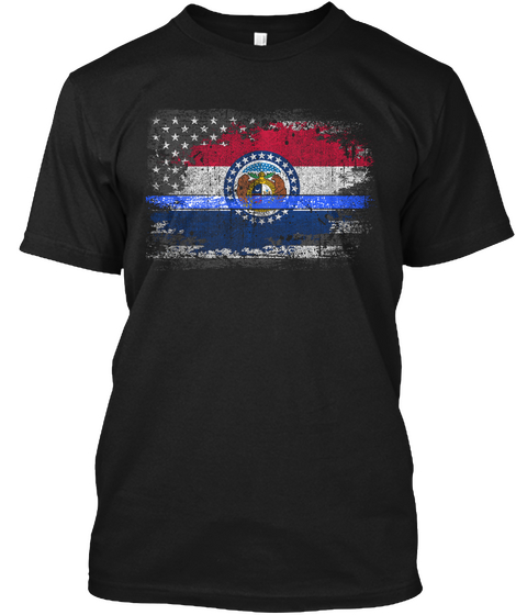 Missouri Thin Blue Line Flag Black T-Shirt Front