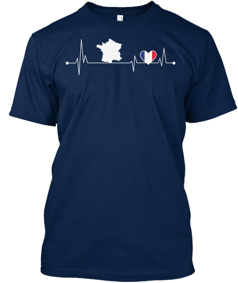 France Hearbeat Navy T-Shirt Front