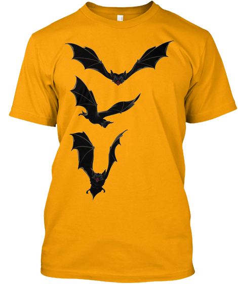 Halloween Angry Bat Tshirt Gold T-Shirt Front