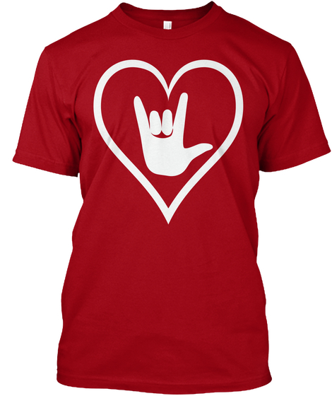 Asl   I Love You Tshirt Deep Red T-Shirt Front