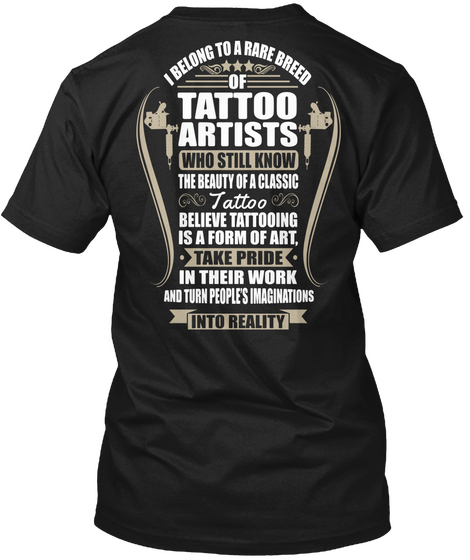 Rare Breed Of Tattoo Artists Black Camiseta Back