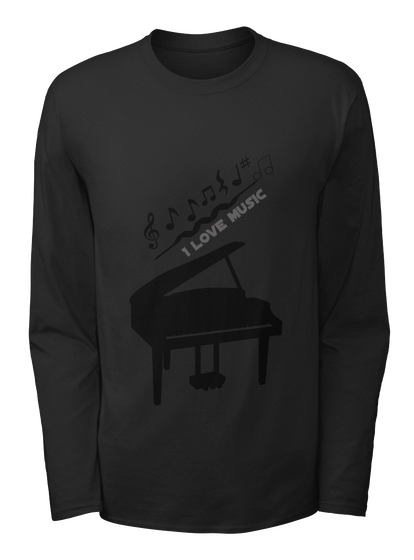 I Love Music Black T-Shirt Front