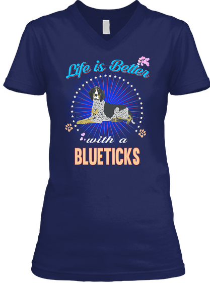 Life Is Better With A Blueticks Navy áo T-Shirt Front