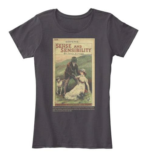 Sixpence Sense And Sensibility Heathered Charcoal  T-Shirt Front