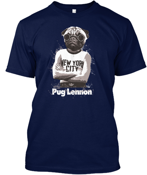 The World Famous Pug Lennon Navy T-Shirt Front