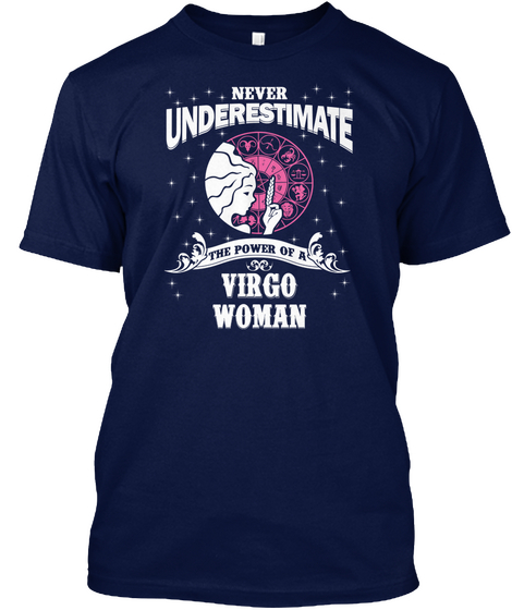 Never Underestimate The Power Of A Virgo Woman Navy áo T-Shirt Front