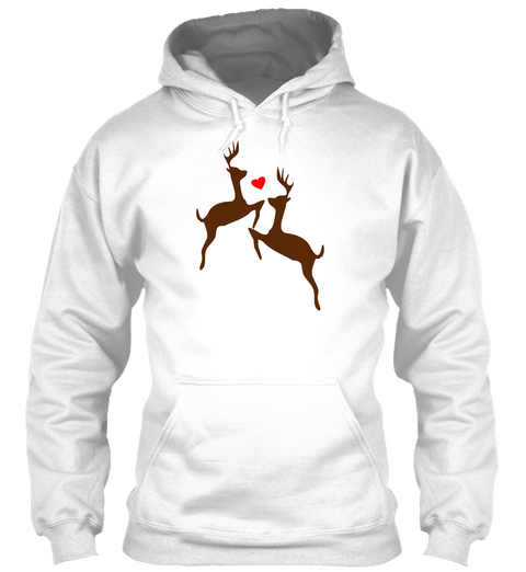 Adorable Jumping Deer Couple Clothing  S White Camiseta Front