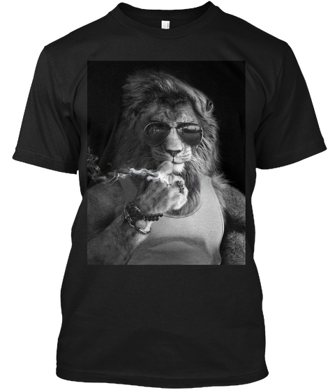 The Cool Lion  Black T-Shirt Front