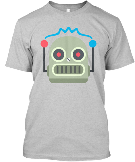 Robot Face Emoji T Shirt Light Steel T-Shirt Front