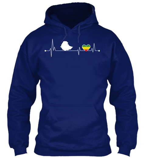 Ethiopia Hearbeat Oxford Navy T-Shirt Front