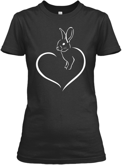 Rabbit Shirt, Rabbit T Shirt Black Maglietta Front