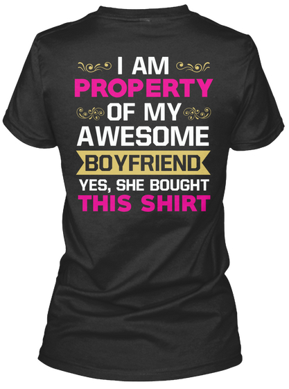  Boyfriend Property   Valentines Day Black T-Shirt Back