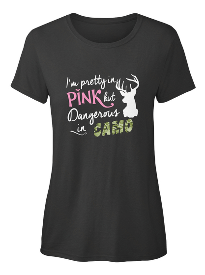 Pretty In Pink   Camo Black Camiseta Front