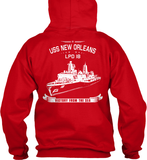Uss New Orleans Lpd 18 18 Victory From The Sea Red T-Shirt Back