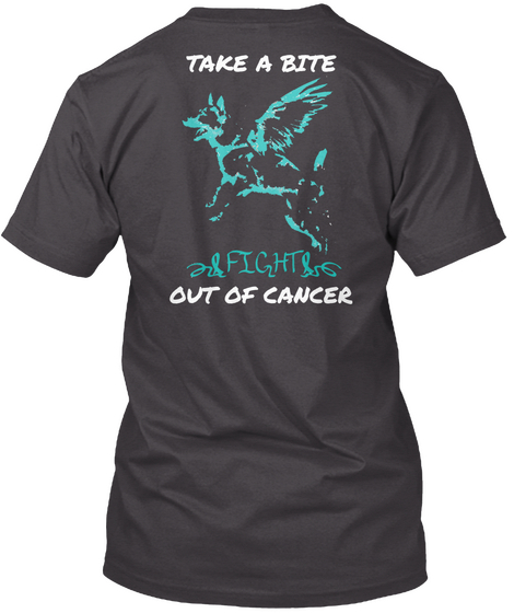 Take A Bite Fight Out Of Cancer Heathered Charcoal  Camiseta Back