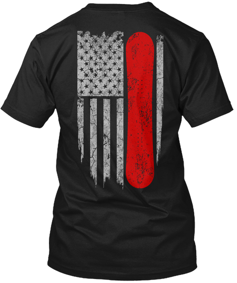 American Snowboarding Flag Shirt Black áo T-Shirt Back
