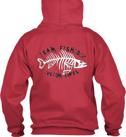 Team Fishcock Custom Lures Cardinal Red T-Shirt Back
