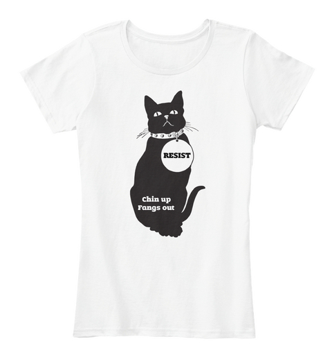 Resist Chin Up Fangs Out White Camiseta Front