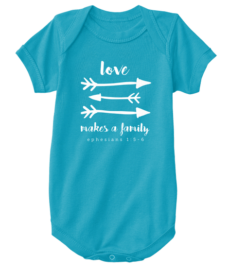 Love Makes A Family Turquoise T-Shirt Front
