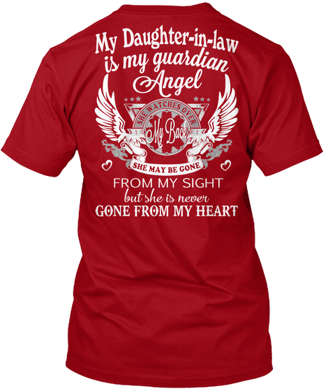 My Daughter In Law Is My Guardian Angel Deep Red T-Shirt Back