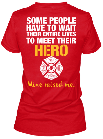 Firefighters Daughter Red T-Shirt Back