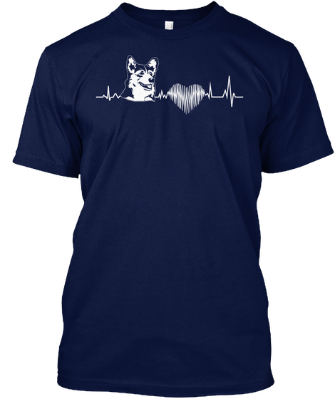 Cardigan Welsh Corgi Heartbeat Navy Camiseta Front