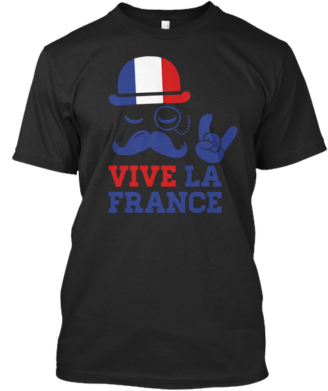 France Fashionable T Shirt Black Camiseta Front