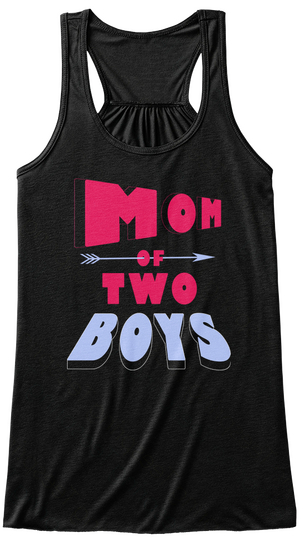 Mom Of Two Boys Black T-Shirt Front