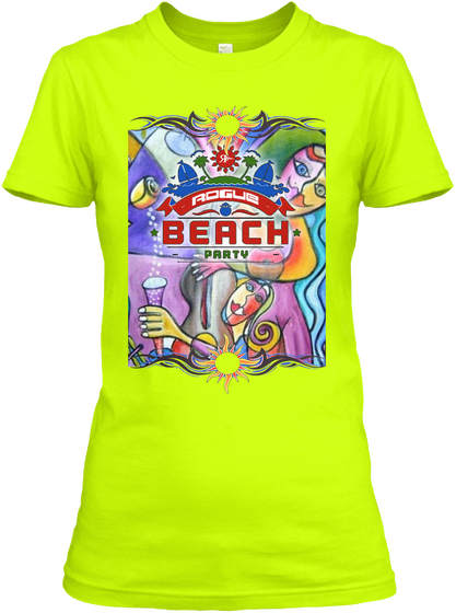 Rogue Beach Party Safety Green T-Shirt Front