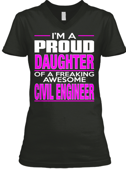 Daughter Civil Engineer Black Camiseta Front