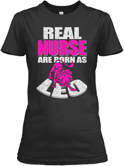 Nurse Shirt   Leo Black T-Shirt Front