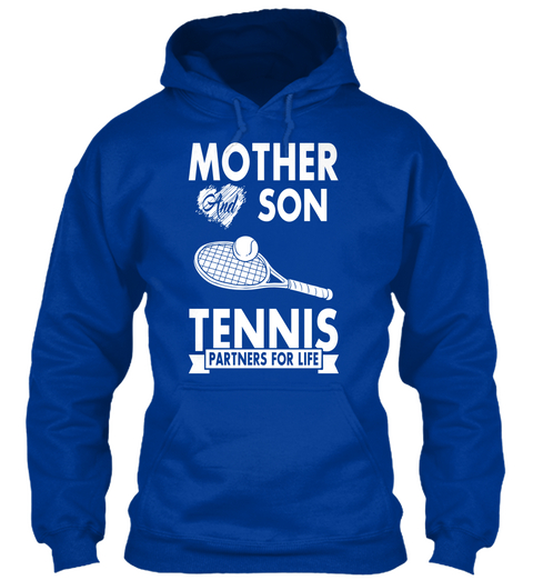 Mother And Son Tennis Partners For Life Royal Blue T-Shirt Front