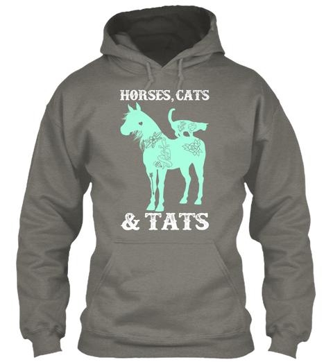 Horses, Cats & Tats Charcoal Maglietta Front