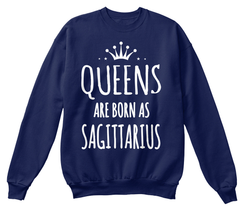 Queens Are Born As Sagittarius(Zodiac) Navy  T-Shirt Front