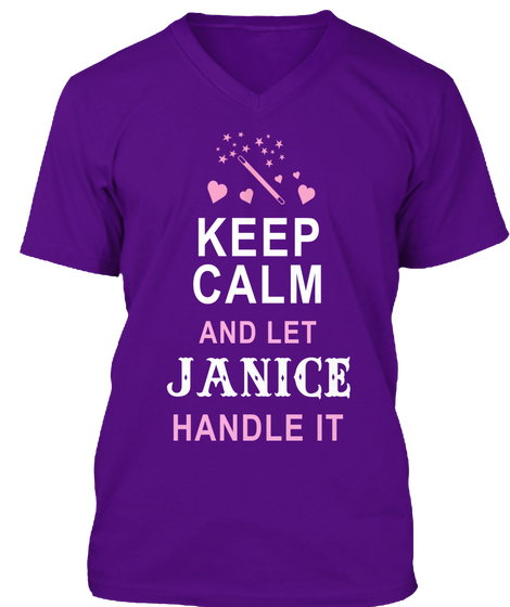 Keep Calm And Let Janice Handle It Team Purple T-Shirt Front