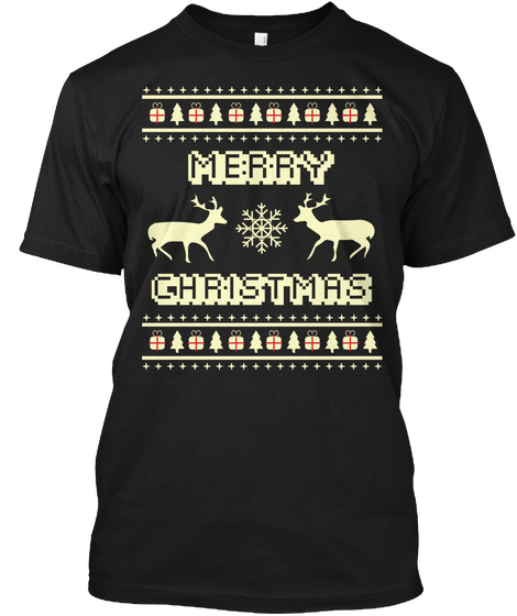 Merry Christmas Black T-Shirt Front