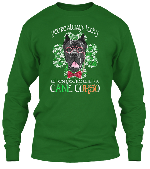 Saint Patrick With A Cane Corso Irish Green T-Shirt Front