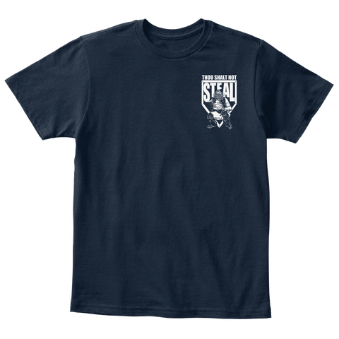 Thou Shalt Not Steal New Navy T-Shirt Front