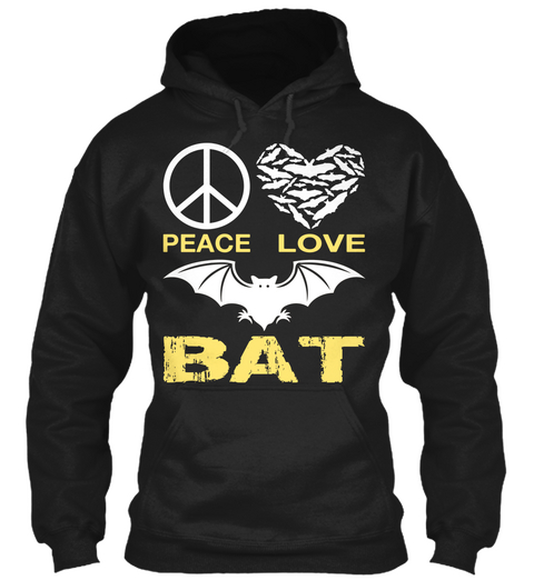 Peace Love Bat Black T-Shirt Front