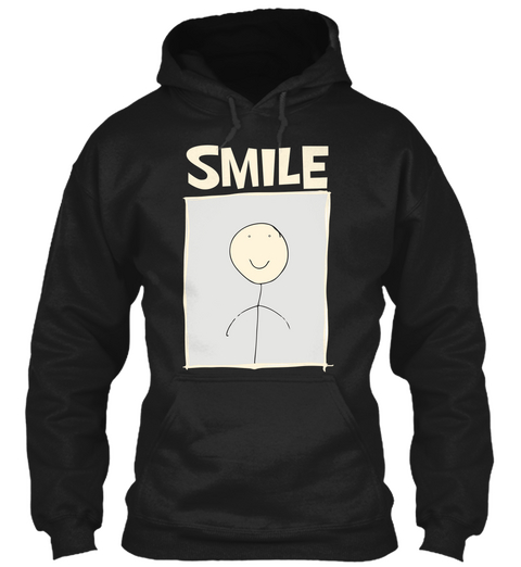 Smiling Guy Hand Drawing T Shirts Black T-Shirt Front