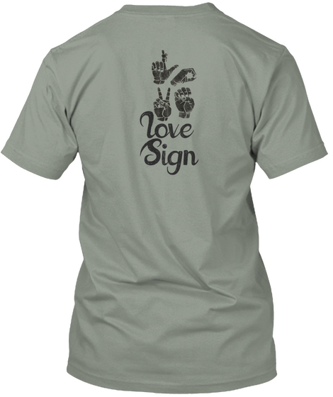 Love Sign Grey áo T-Shirt Back