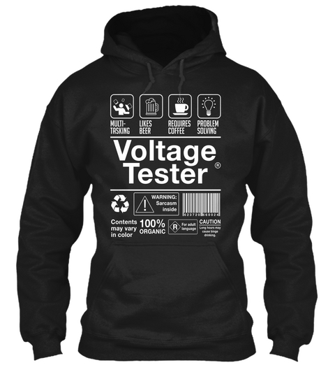 Voltage Tester Black T-Shirt Front