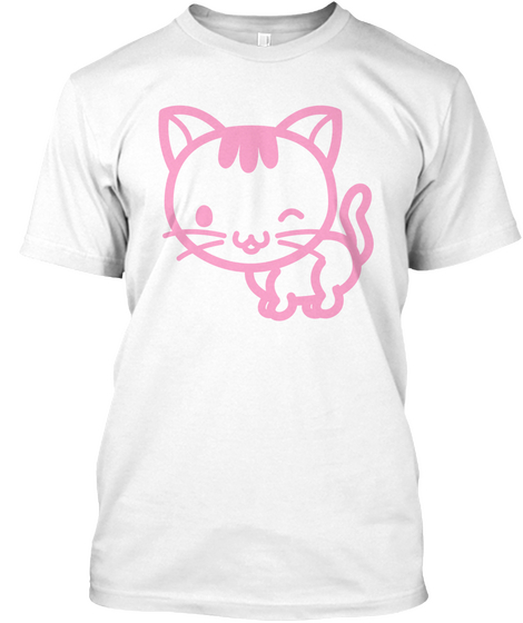 T Shirt Pink Kitty Cat Eu White T-Shirt Front